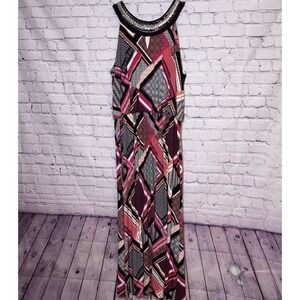 Studio One NY Maxi Dress XL Pink Sleeveless Sequin Lace Party Evening Resort